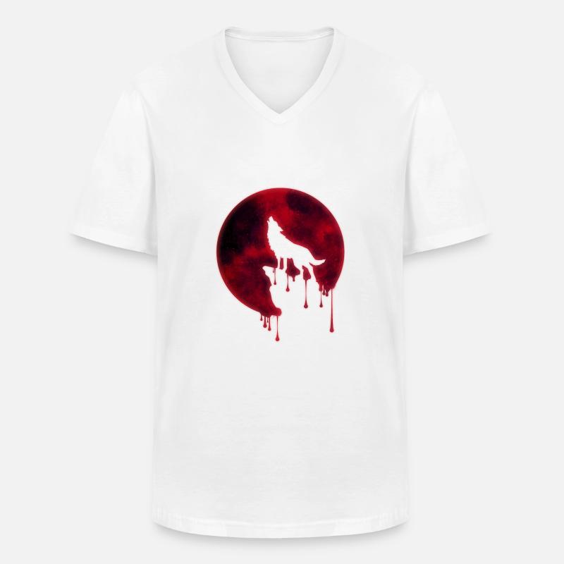 Blut Mond Heulender Wolf - Männer-T-Shirt mit V-Ausschnitt - Weiß