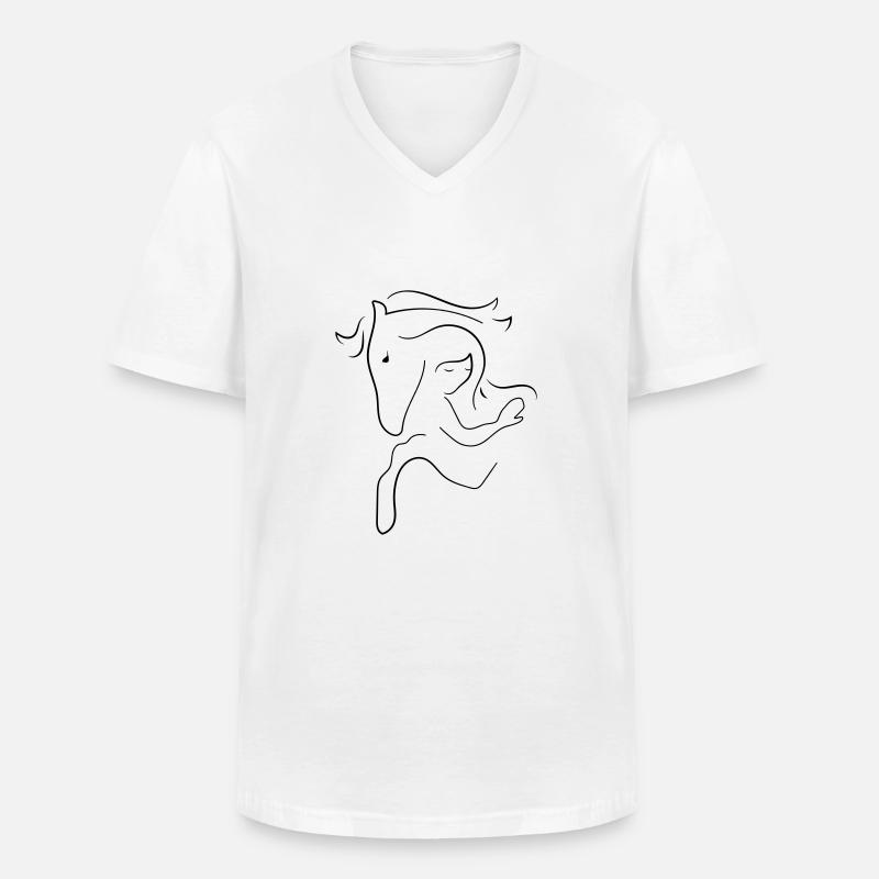 Pferd - Männer-T-Shirt mit V-Ausschnitt - Weiß