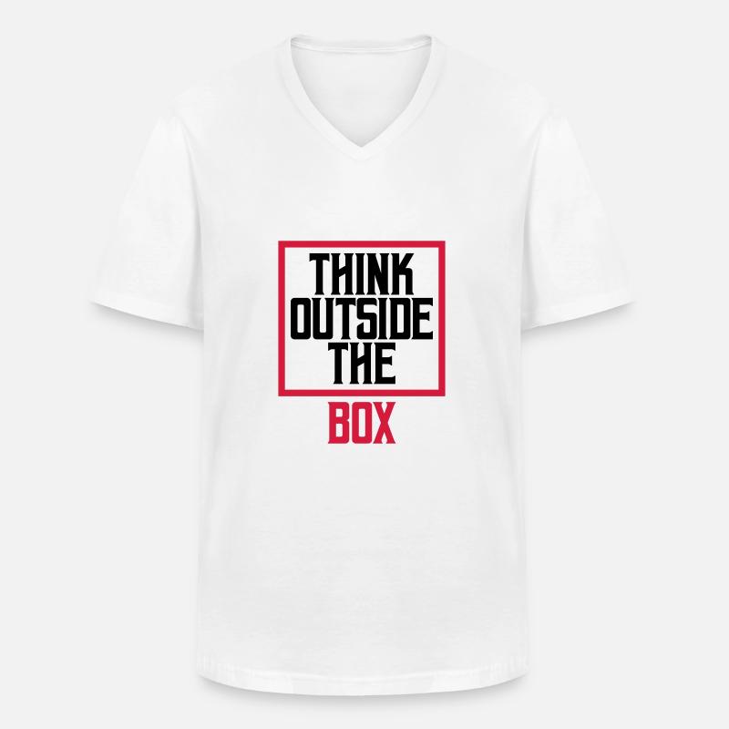 Logo Think outside - Männer-T-Shirt mit V-Ausschnitt - Weiß