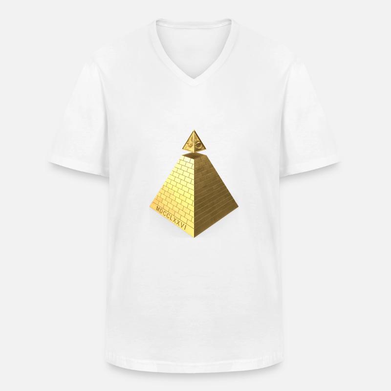 Illuminati Pyramid Gold 3D - Männer-T-Shirt mit V-Ausschnitt - Weiß