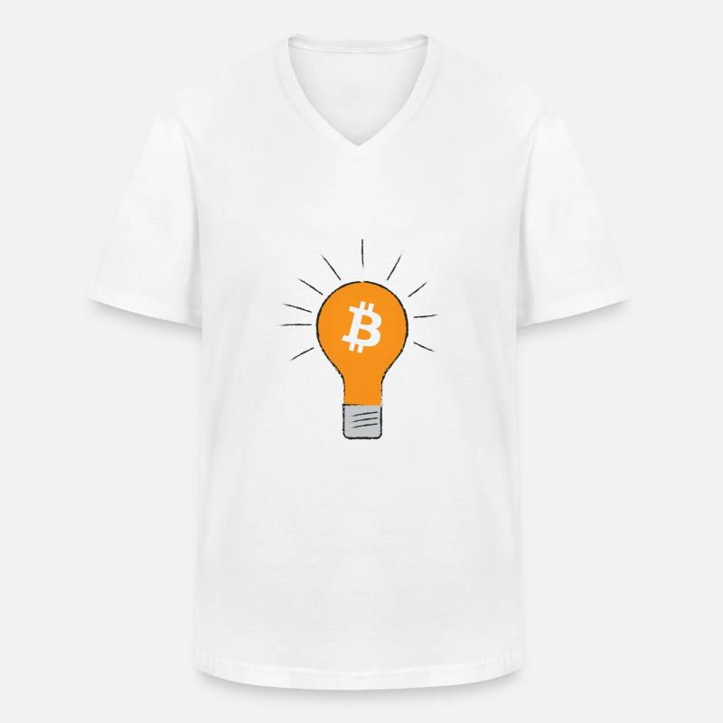 Bitcoin Glühbirne idee - Männer-T-Shirt mit V-Ausschnitt - Weiß