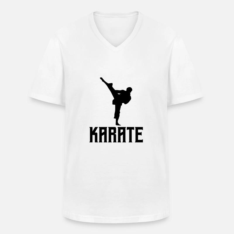 Karatè - Maglietta da uomo classica con scollo a V - bianco