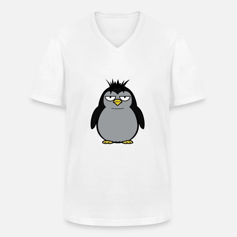 Pingwin xxl - Männer-T-Shirt mit V-Ausschnitt - Weiß