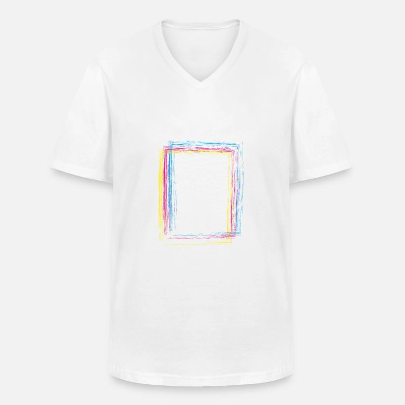 Frame Pattern Drawing - Men's V-Neck T-Shirt - white