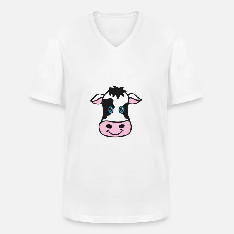 Kuh Zeichnung - Männer-T-Shirt mit V-Ausschnitt - Weiß