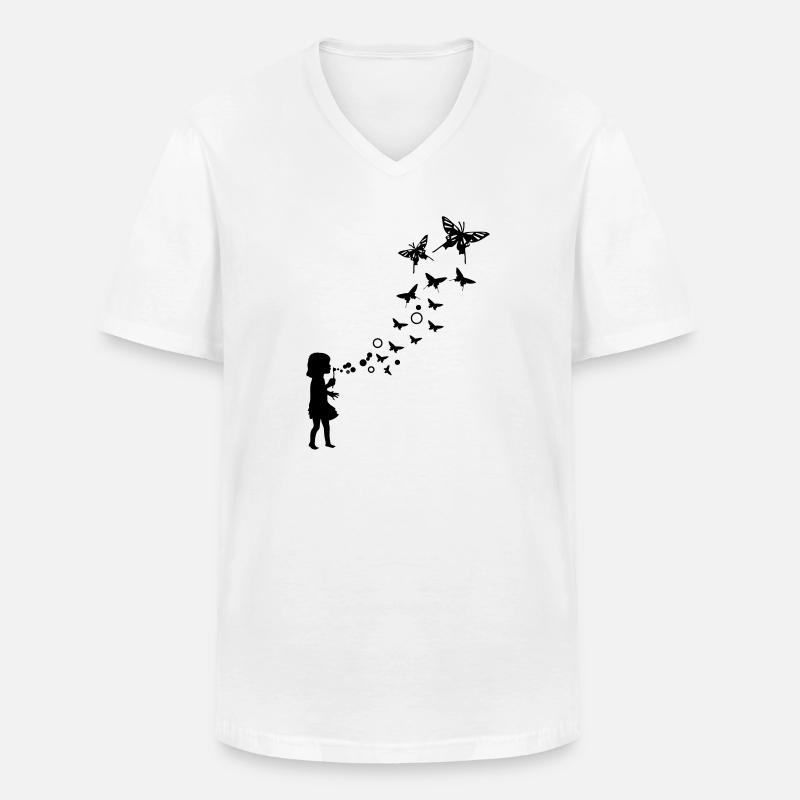 Bubble Schmetterling - Männer-T-Shirt mit V-Ausschnitt - Weiß