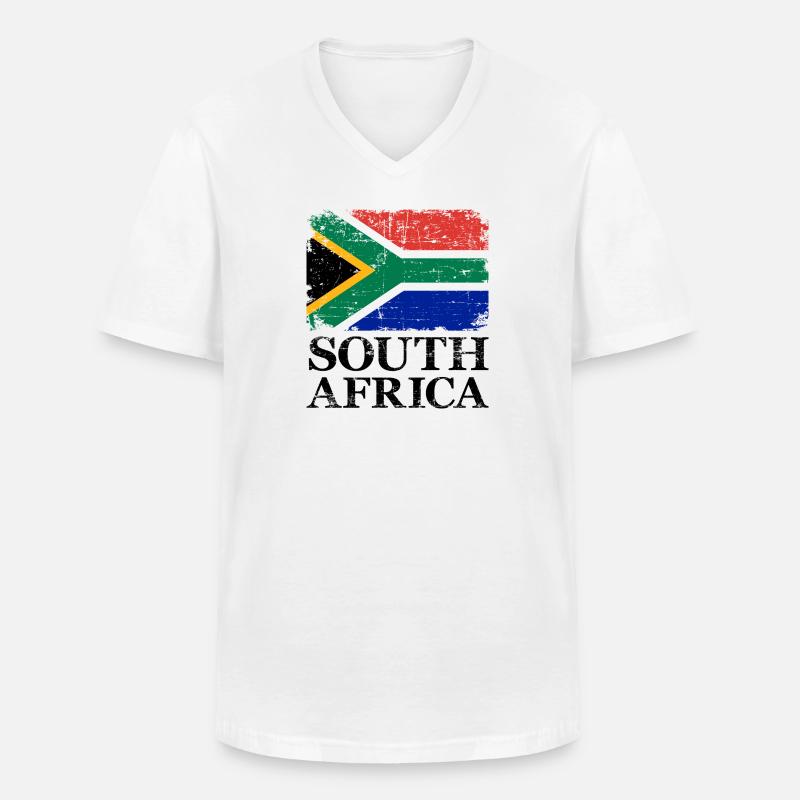 Südafrika - Männer-T-Shirt mit V-Ausschnitt - Weiß