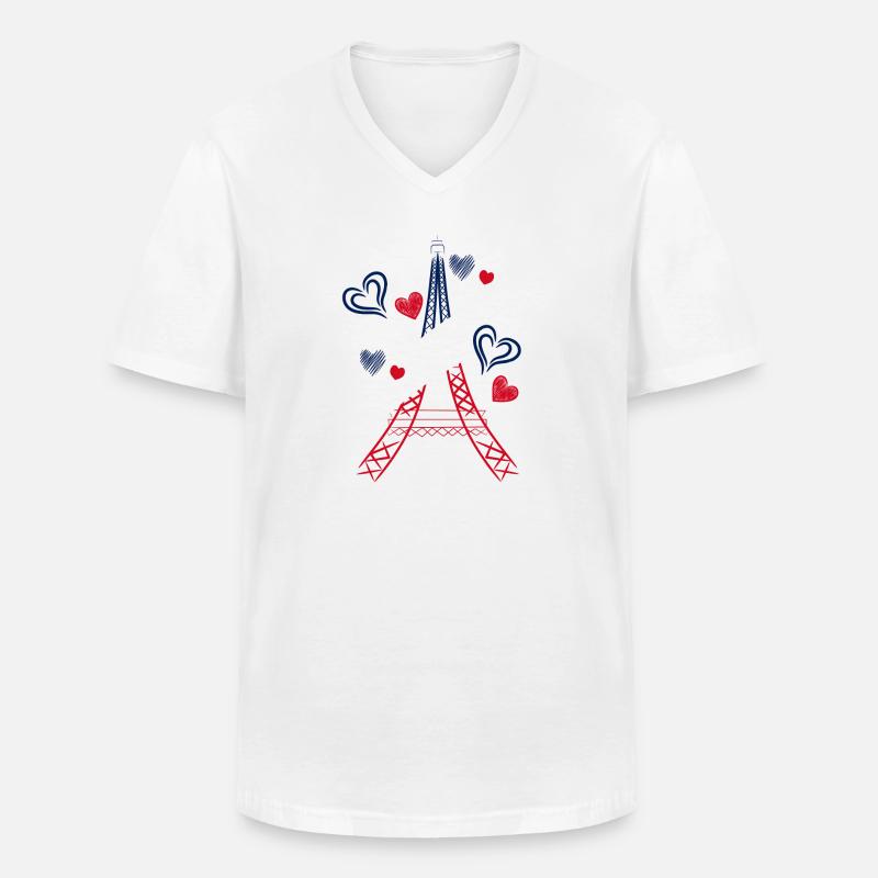 Eiffelturm - Männer-T-Shirt mit V-Ausschnitt - Weiß