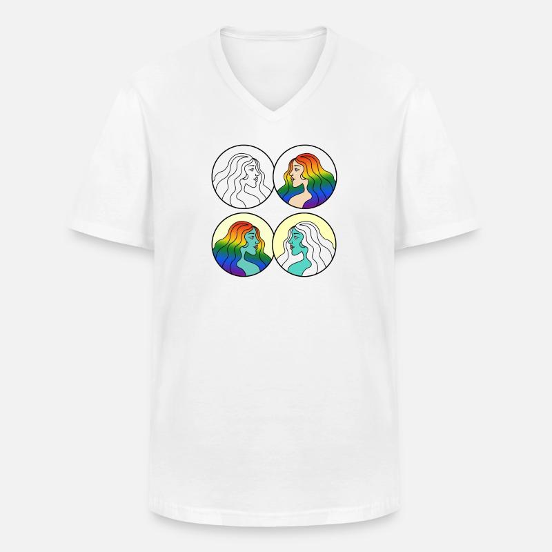 Sie - Männer-T-Shirt mit V-Ausschnitt - Weiß