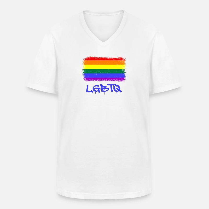 LGBTQ - Männer-T-Shirt mit V-Ausschnitt - Weiß