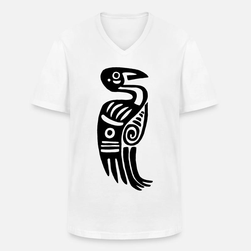 Schwarzer Stammesvogel - Männer-T-Shirt mit V-Ausschnitt - Weiß