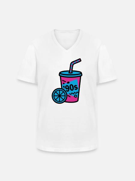 90s Retro Becher Slush Sommer - Männer-T-Shirt mit V-Ausschnitt - Weiß