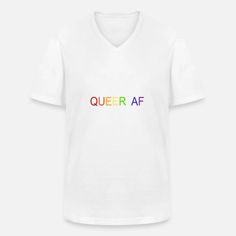 QUEER AF - Männer-T-Shirt mit V-Ausschnitt - Weiß
