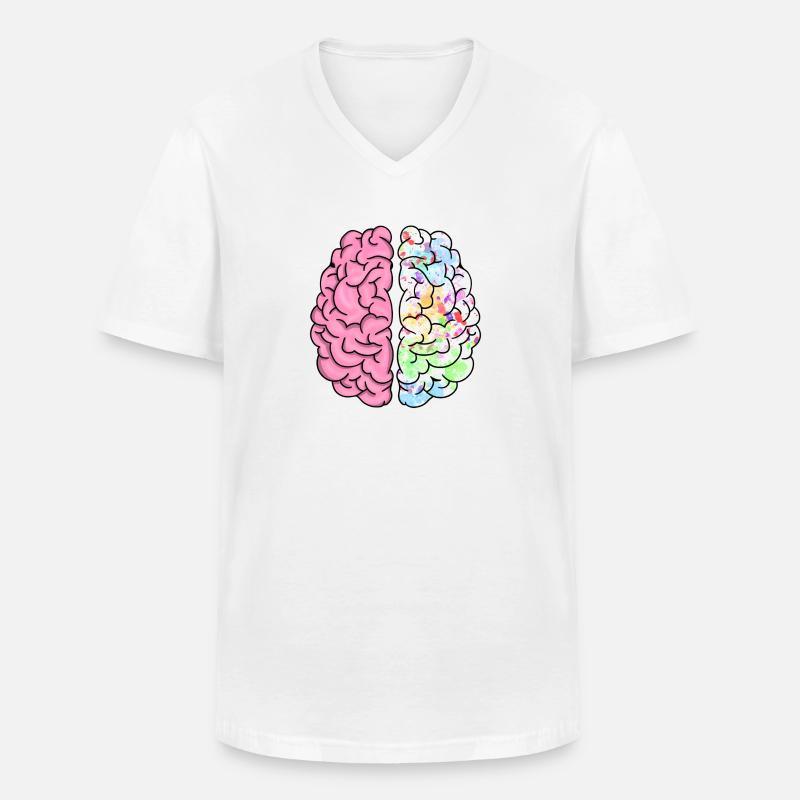 CREATIVE BRAIN - Männer-T-Shirt mit V-Ausschnitt - Weiß
