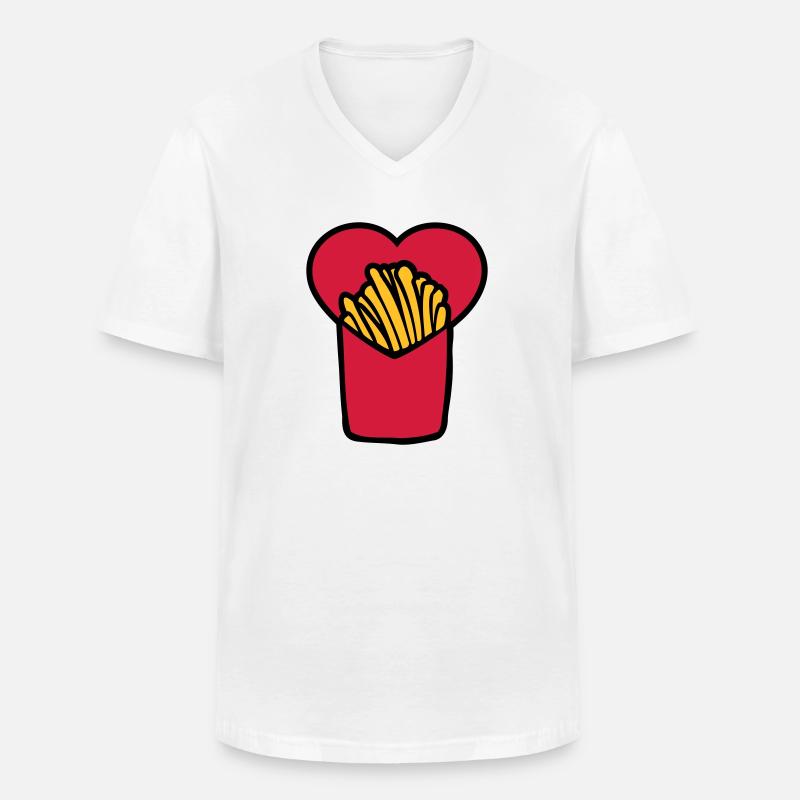 French Fries Love - Men's V-Neck T-Shirt - white