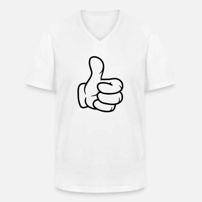 Daumen hoch Comic Hand - Männer-T-Shirt mit V-Ausschnitt - Weiß