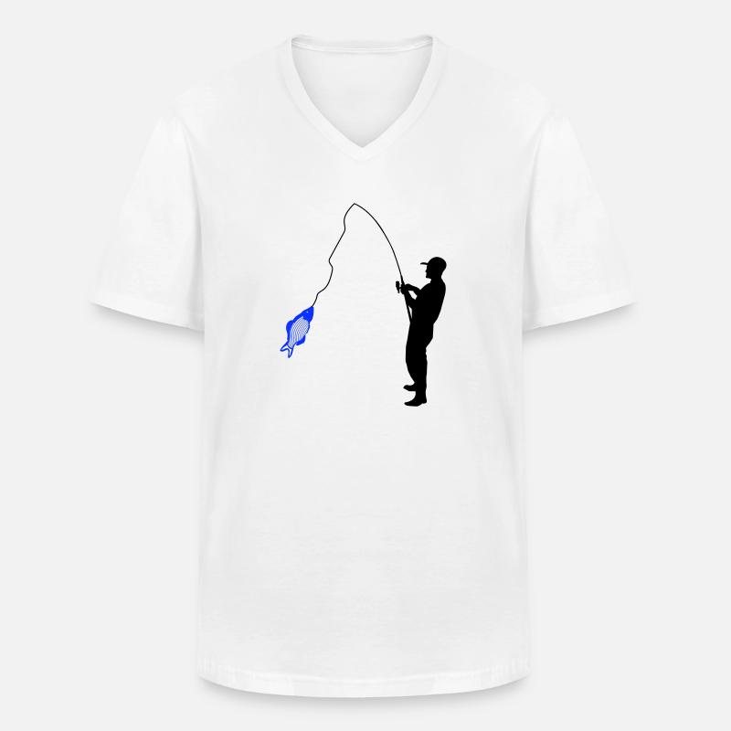 Angler - Männer-T-Shirt mit V-Ausschnitt - Weiß