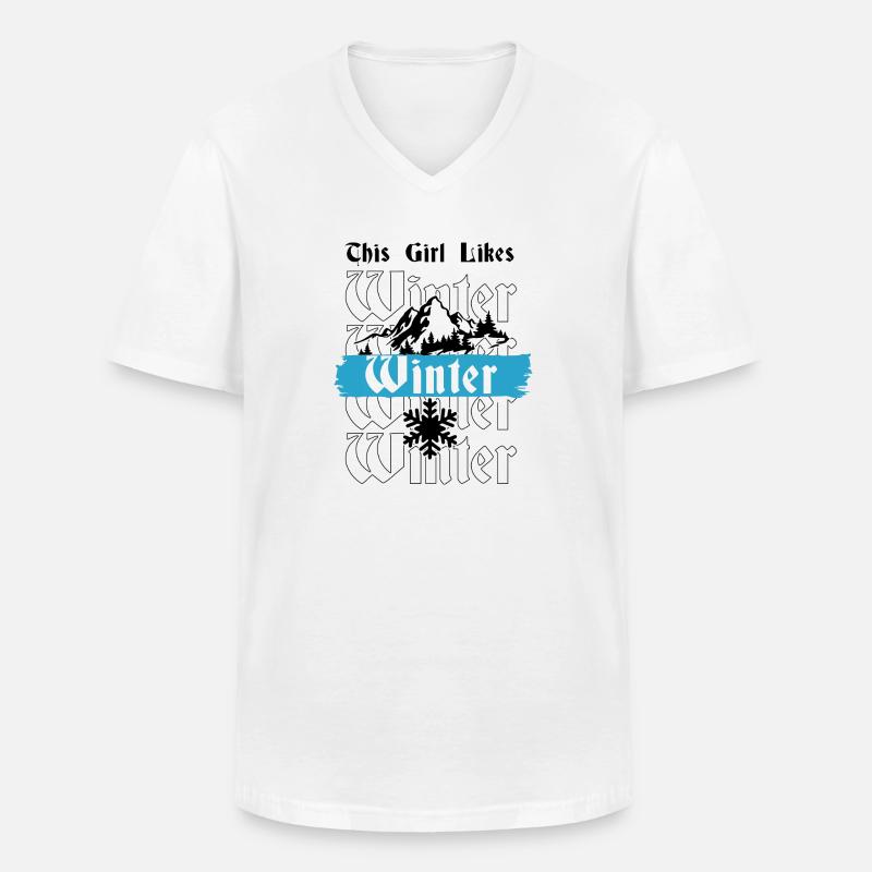 Mädchen mag gemütliche Wintersaison - Männer-T-Shirt mit V-Ausschnitt - Weiß