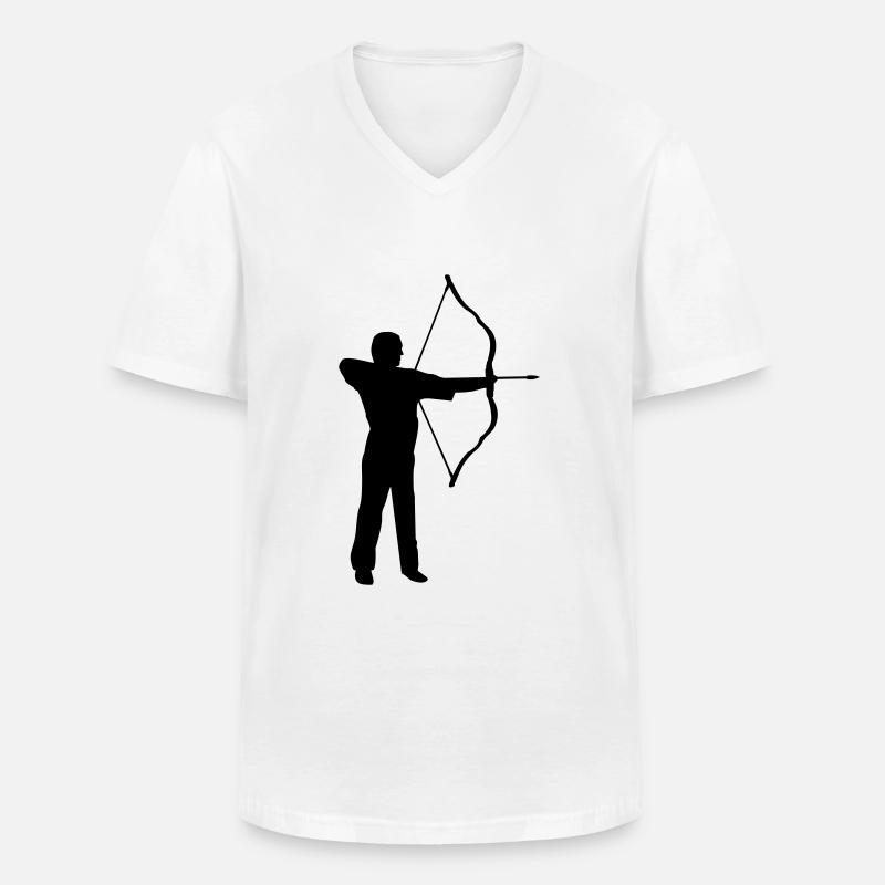 archery, archer - Men's V-Neck T-Shirt - white