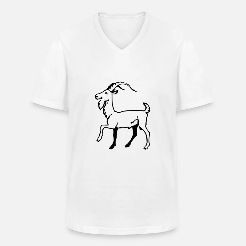 Ziegenbock - Männer-T-Shirt mit V-Ausschnitt - Weiß
