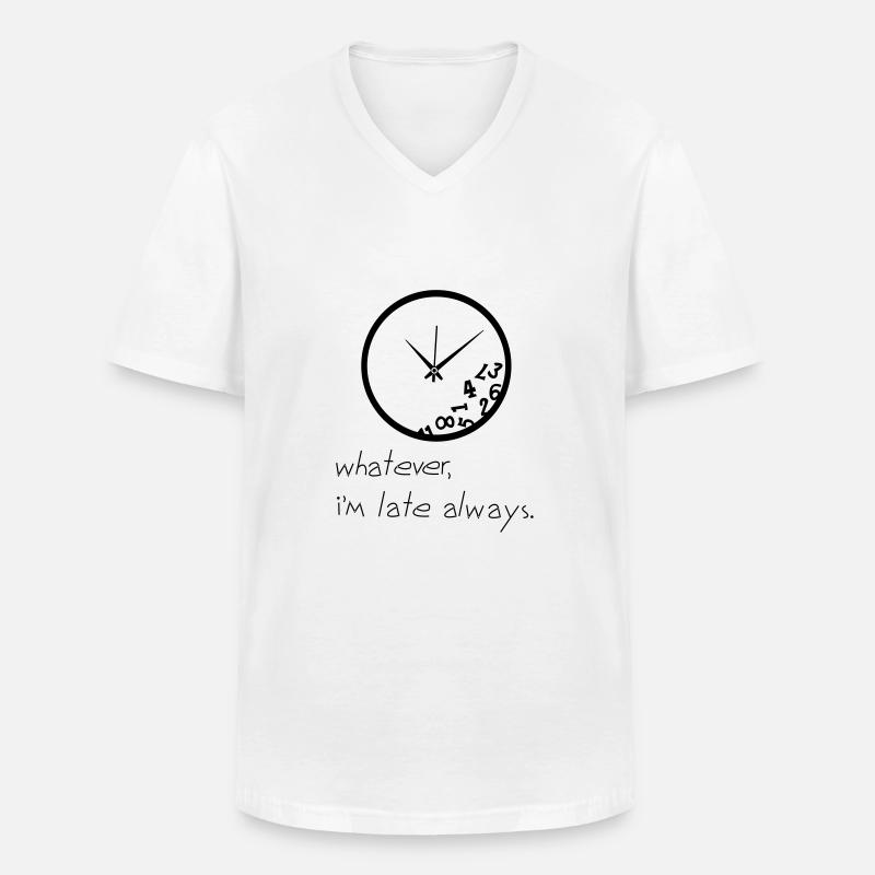 Late Clock - Männer-T-Shirt mit V-Ausschnitt - Weiß