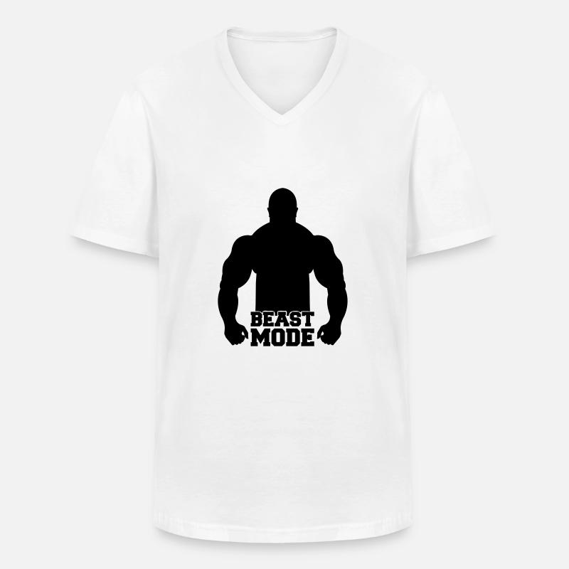 beast_mode - Männer-T-Shirt mit V-Ausschnitt - Weiß