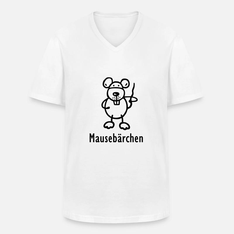 Maus - Mausebärchen - Männer-T-Shirt mit V-Ausschnitt - Weiß