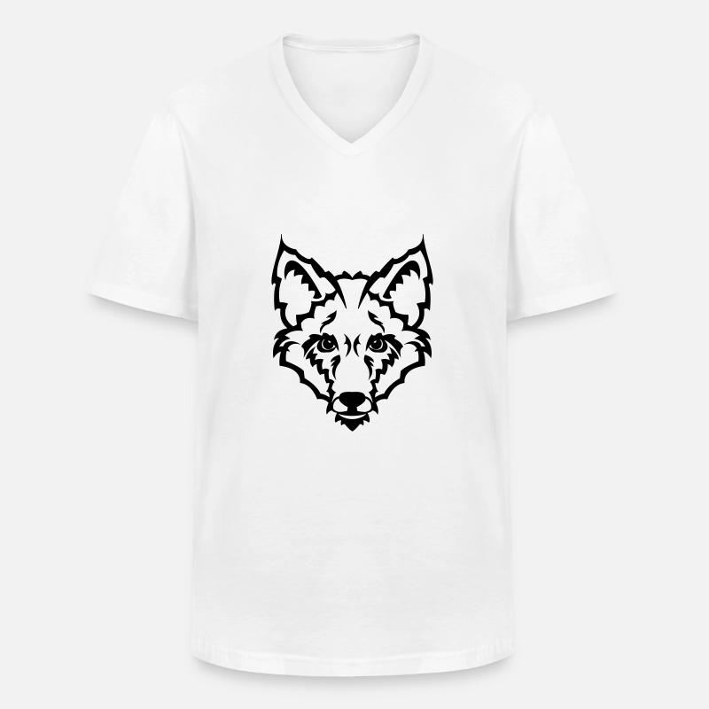 Fuchs - Männer-T-Shirt mit V-Ausschnitt - Weiß