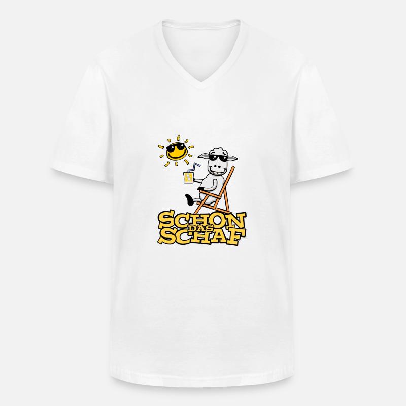Lustiges Schaf (mit Text) - Männer-T-Shirt mit V-Ausschnitt - Weiß
