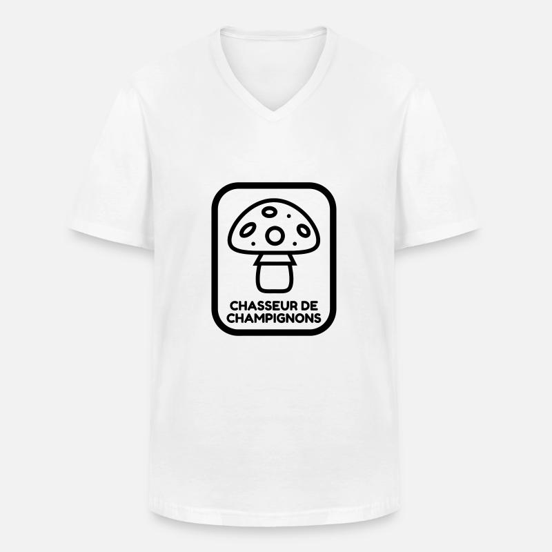 Chasse aux champignons / Champignon / Cueillette - T-shirt col V Homme - blanc