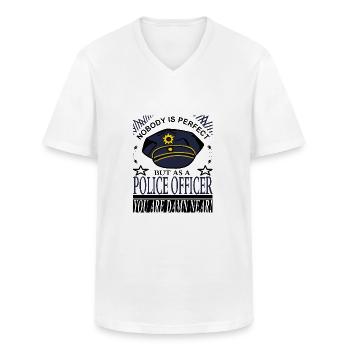 Police officer police - Men's V-Neck T-Shirt - white - Front - AI Model Male 185 light (185cm)