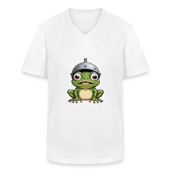 groda - T-shirt med V-ringning herr - vit - Fram - AI Model Male 185 light (185cm)
