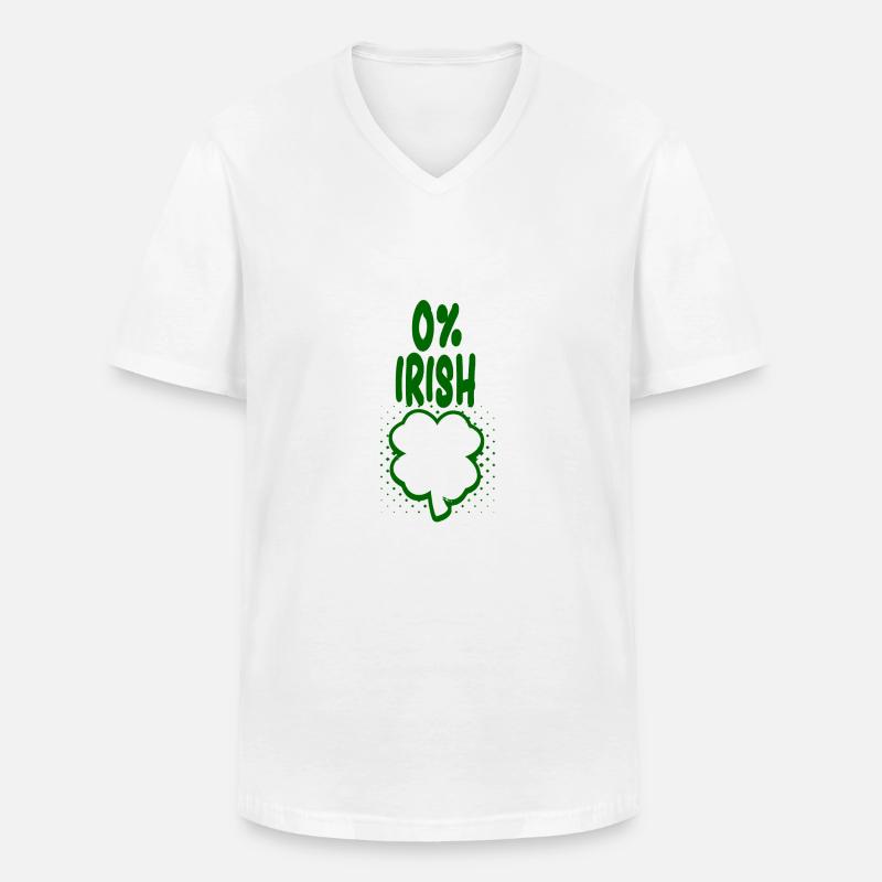 0% Irish - Spaß Tshirt - Geschenk - Männer-T-Shirt mit V-Ausschnitt - Weiß