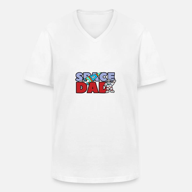 SPACE DAD - Männer-T-Shirt mit V-Ausschnitt - Weiß