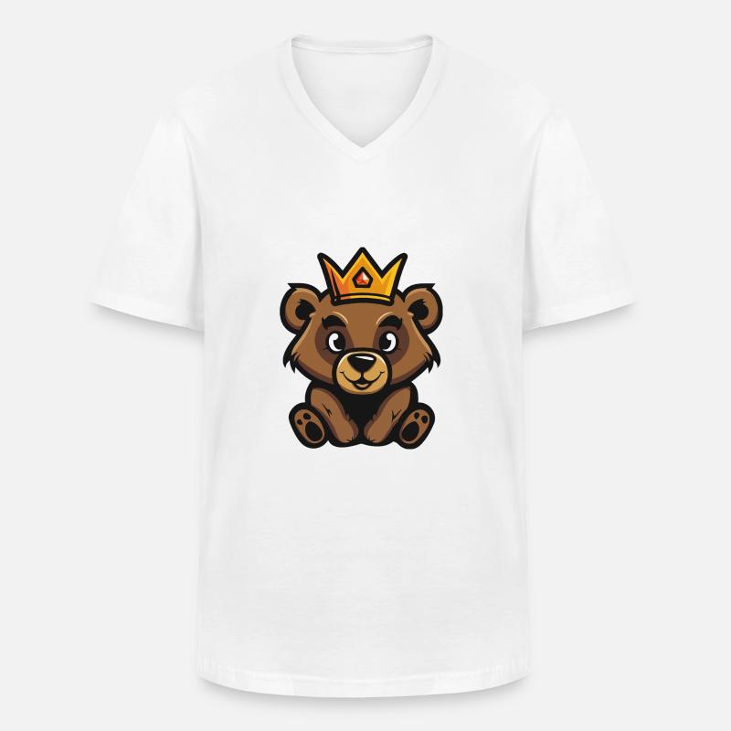 Bär Comic Krone - Männer-T-Shirt mit V-Ausschnitt - Weiß