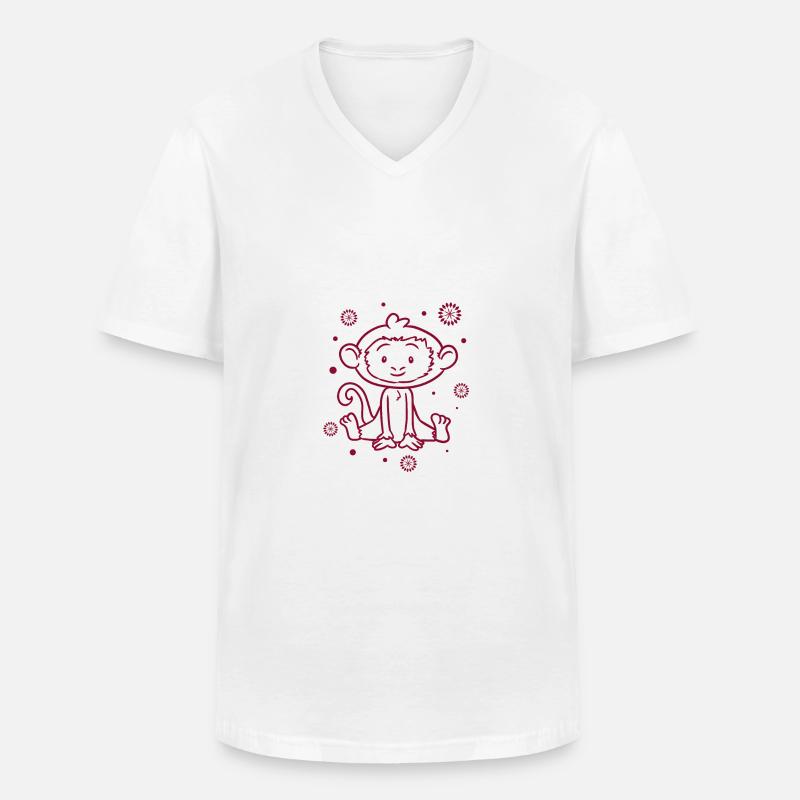 lustiger kleiner Affe - Männer-T-Shirt mit V-Ausschnitt - Weiß