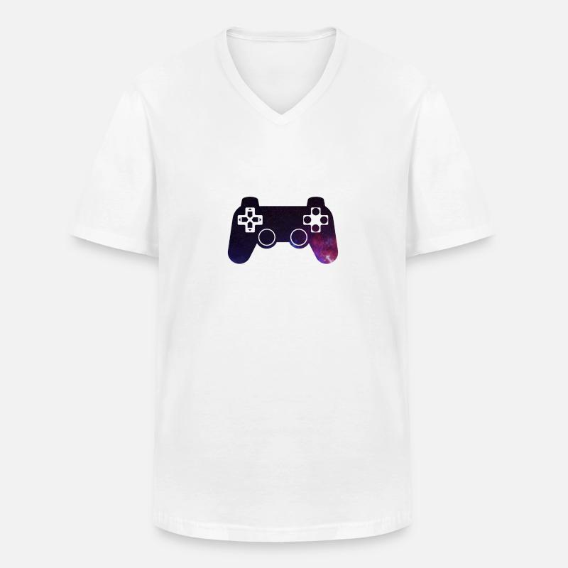 Controller Galaxy - Männer-T-Shirt mit V-Ausschnitt - Weiß