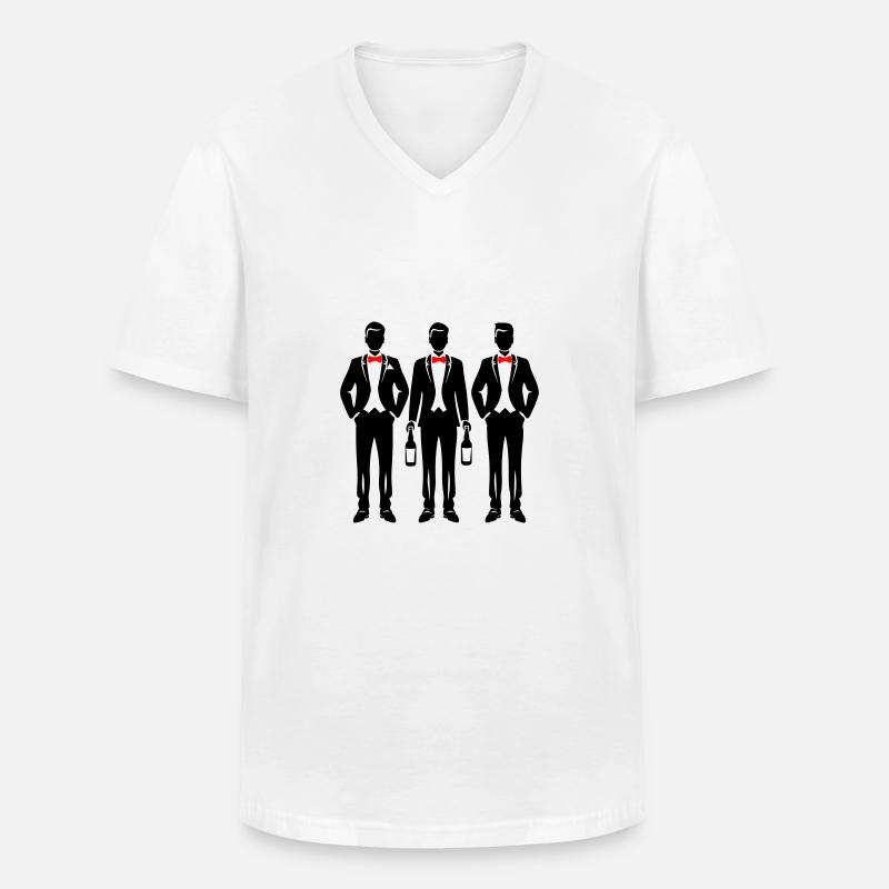Bräutigam Team - Männer-T-Shirt mit V-Ausschnitt - Weiß