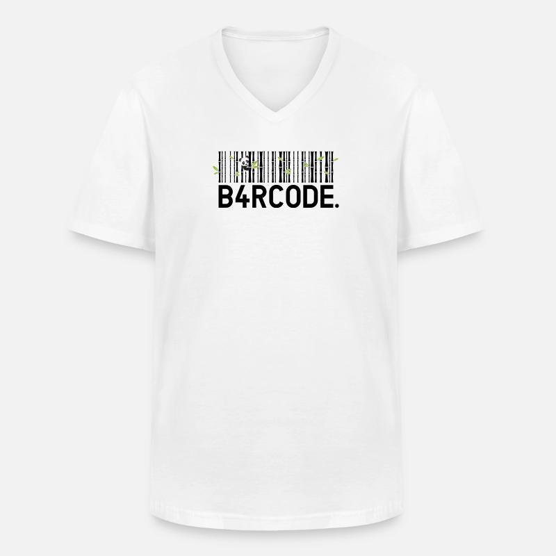 B4RCODE. Bamboo black - Männer-T-Shirt mit V-Ausschnitt - Weiß