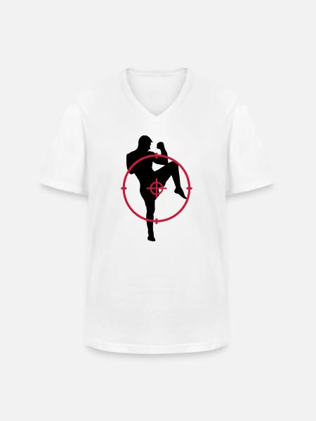 Kickboxing / Kick-Boxeur / Kick Boxing / - T-shirt col V Homme - blanc