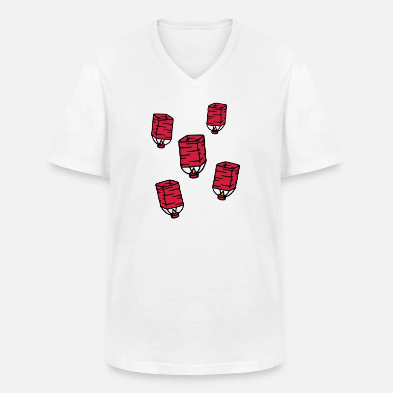 Himmelslaterne Chinesisches Lampion Sky lantern - Männer-T-Shirt mit V-Ausschnitt - Weiß