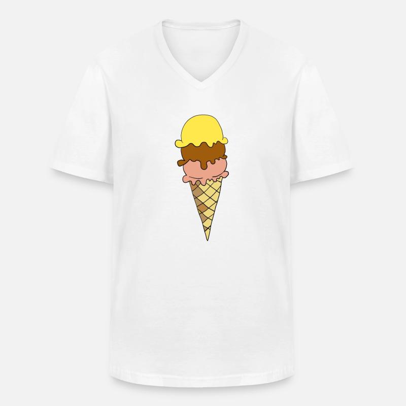 Gelbe Eiscreme Dreier-Sortiment - Männer-T-Shirt mit V-Ausschnitt - Weiß