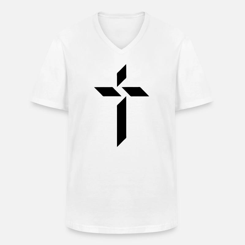 Jesus Kreuz - Männer-T-Shirt mit V-Ausschnitt - Weiß