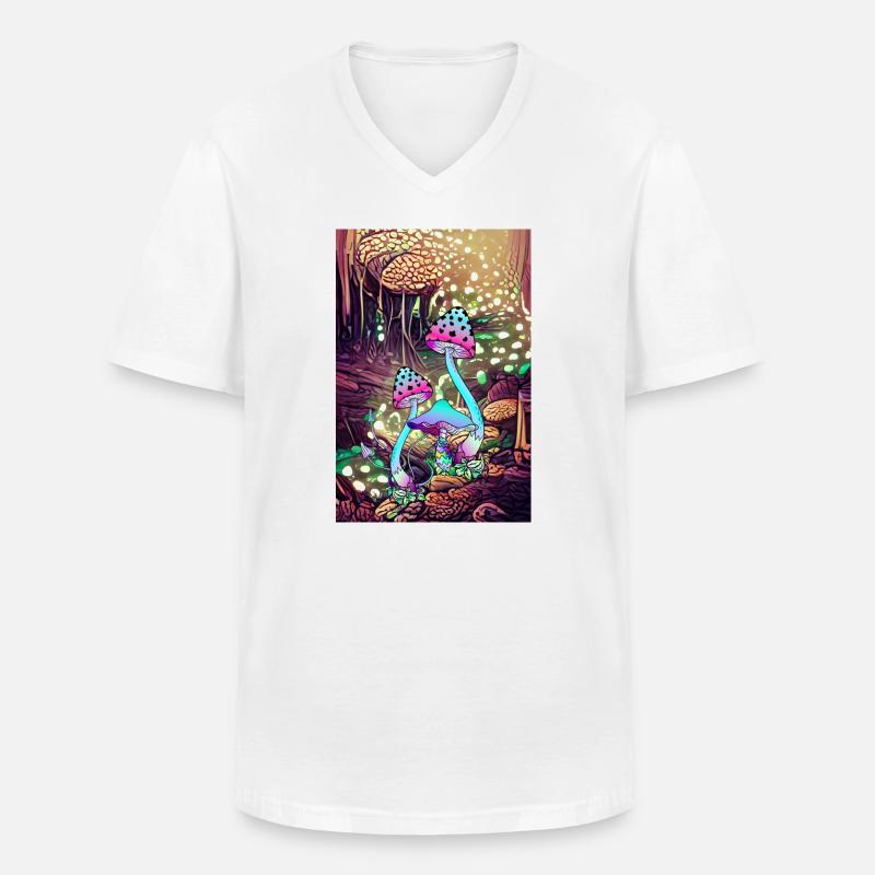 Magic Mushroom Landscape artwork - Männer-T-Shirt mit V-Ausschnitt - Weiß