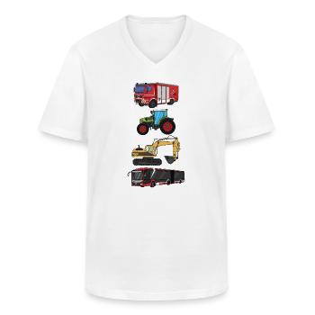Feuerwehr, Bus, Traktor, Bagger - Männer-T-Shirt mit V-Ausschnitt - Weiß - Vorne - AI Model Male 185 light (185cm)