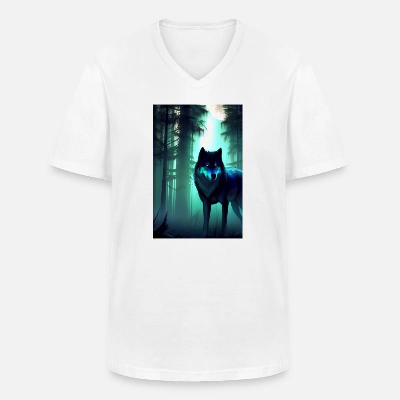 Wolf im Wald - Männer-T-Shirt mit V-Ausschnitt - Weiß