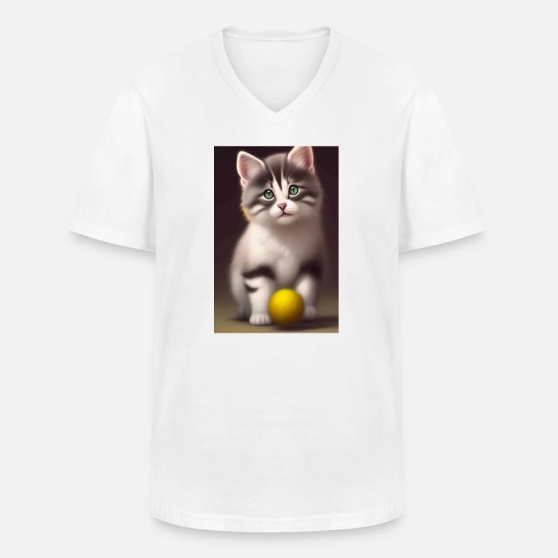 Baby Katze - Männer-T-Shirt mit V-Ausschnitt - Weiß