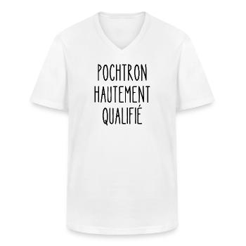 pochtron hautement qualifié - T-shirt col V Homme - blanc - Devant - AI Model Male 185 light (185cm)