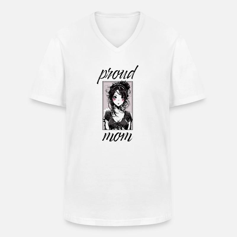 PROUD MOM - Männer-T-Shirt mit V-Ausschnitt - Weiß