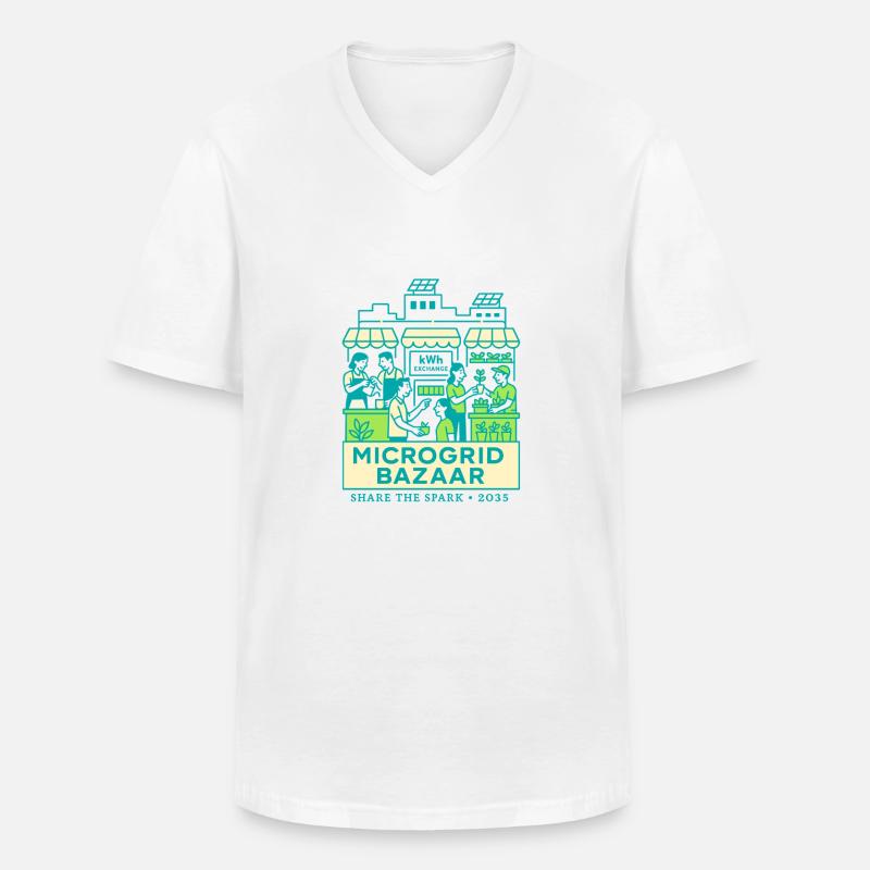 Microgrid Bazaar - Männer-T-Shirt mit V-Ausschnitt - Weiß